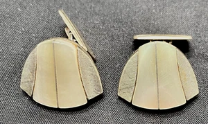 VINTAGE STERLING SILVER 925 with NACRE CUFFLINKS 0.8" (R) 19 mm v/good - Picture 1 of 5