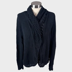 Eddie Bauer Large Open Weave Knit Open Front Womens Cardigan Sweater Cotton - Picture 1 of 6