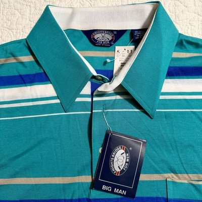 Camisa Polo Vintage KnightsBridge Para Hombre XL Verde Azul Retro Rayas Preppy Años 90 Foto 1 de 3