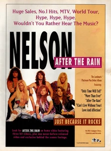 De colección NELSON AFTER RAIN ÁLBUM LANZAMIENTO REVISTA ANUNCIO IMPRESO Gunnar Matthew Band Pinup - Imagen 1 de 1
