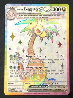 Pokemon TCG Alolan Exeggutor ex 225/191 Sv08: Surging Sparks Holo NM - Image 1 of 2