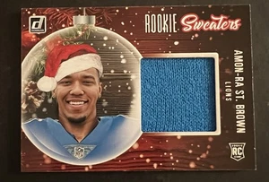 Amon-Ra St. Brown 2021 Donruss Rookie Holiday Sweater Rookie Relic RC #RS-ASB - Picture 1 of 2