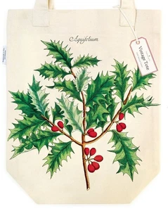 Bolso de Hombro Cavallini & Co. Navidad Acebo Estilo Vintage Lona - Imagen 1 de 6