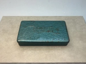 Vintage Hammered Green Hammertone 6" x 3.5" Steel Pocket Fly Fishing Tackle Box - Picture 1 of 16