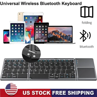 Mini Thin Fold Wireless Bluetooth Keyboard With Touchpad for iOS Android Windows - Image 1 of 4
