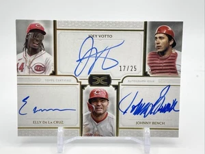 2024 Topps Definitive Triple Auto Elly De La Cruz Johnny Bench Votto /25 Reds - Picture 1 of 2