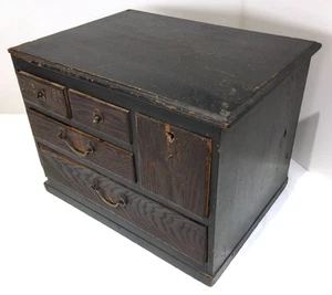 Japanese Antique Wooden Box Kohikidashi Chest Drawers H9.4×13.0×9.4in 84.5oz FS - Picture 1 of 18