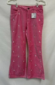 Lands' End Girls 10 Pink Velour Embroidered Snowman Bootcut Pants Christmas - Picture 1 of 7
