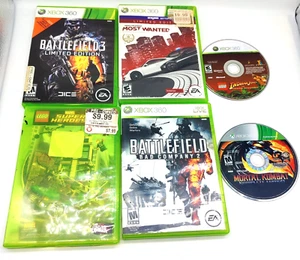 Lot Untested XBOX 360 Games Mortal Kombat Battlefield 2 & 3 Lego Marvel 7 Discs - Picture 1 of 8