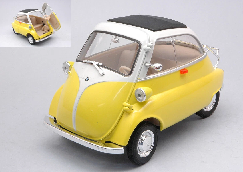 Modellino auto scala 1:18 BMW ISETTA 250 giallo modellismo statico collezione - Immagine 1 di 1