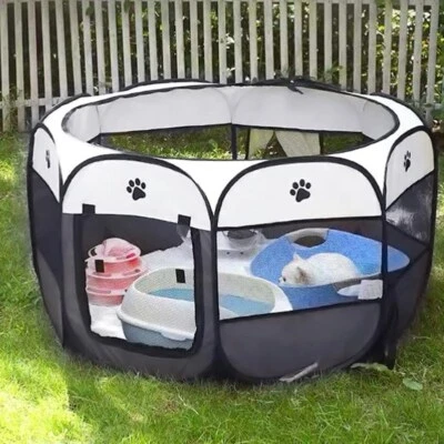 Large foldable soft cloth dog cat cage pet bed indoor outdoor play fence tent UK