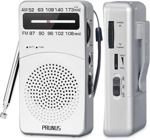 Radio portatile J-166 AM FM con luce di sintonizzazione e clip posteriore, a batteria - Foto 1 di 12
