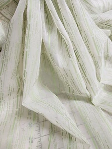 BTY Vintage MOD Retro Sheer Green Paint Designs 46W Curtains - Picture 1 of 5
