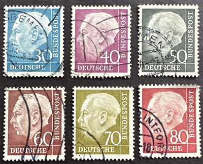 Germany 1954 Scott # 712-717 Used Lot of 6 Theodor Huess - Image 1 of 2