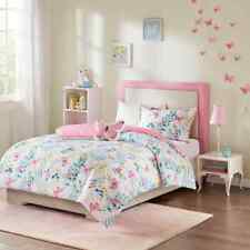 NEW! ~ ULTRA SOFT PINK WHITE YELLOW PLAID FLOWER BUTTERFLY GIRLS COMFORTER SET