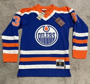 Jersey Edmonton Oilers Grant Fuhr azul para hombre pequeño Mitchell & Ness nuevo con etiquetas $200 - Imagen 1 de 11