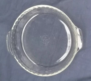 Anchor Hocking Fire King Crystal Clear 10" Pie Plate Fluted Rim Tab Handles #470 - Picture 1 of 6