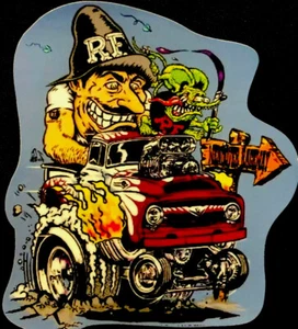 PEGATINA RATA FINK “FORD LLAMAS PÚRPURA” 3 1/4 X 3 3/4” BRILLANTE  - Imagen 1 de 2