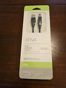 Ativa USB 2.0 A/B Data Cable 16' Black, For Hi-Speed USB Devices, Item 828-645 - Picture 1 of 3