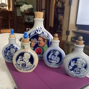 5 Vintage GERMAN TOBACCO Old SNUFF Bottle Poschl Schmalzler Stoneware Germany - Picture 1 of 12