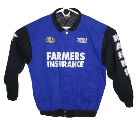 Kasey Kahne  #5 Nascar Twill Jacket Farmers Insurance Blue Chase Men's Large C Cover