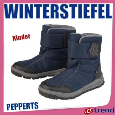 LUPILU® PEPPERTS Jungen Winterstiefel, wasserdicht, mit Profilsohle Größe 34 Blau