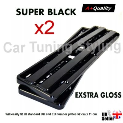2 X Black Chrome Super Gloss Car Number Plate Surround Holder for KIA - Image 1 of 4