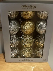 Southern Living Shatterproof Ornaments Gold & Silver Set Of 12 New - Picture 1 of 4