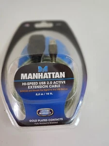 Cable de extensión activo Manhattan negro de alta velocidad USB 2.0 - 16 pies (519779) - ¡¡NUEVO EN CAJA!!! - Imagen 1 de 1