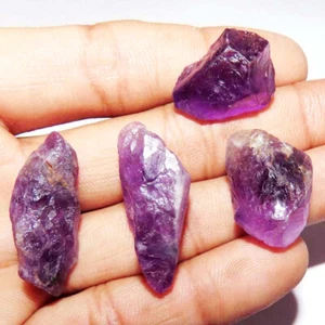 129.85Cts 100% Natural Purple Amethyst Faceted Rough Gemstone ~4 PCs Lot~ ST-172 - Picture 1 of 12