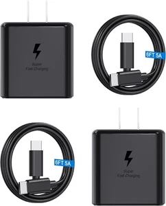 2Pack 45W USB-C Charger for Samsung S23/S22/S21, Tab S7+/S8+, 6FT Cable - Picture 1 of 8