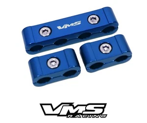 3PC SPARK PLUG WIRES BILLET WIRE SEPARATOR DIVIDER CLAMP 8MM 9MM 10MM BLUE - Picture 1 of 4