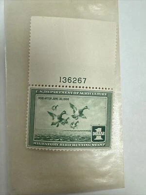 1937 RW 4 Duck Hunting Stamp MH But Not On Gum - Image 1 of 2