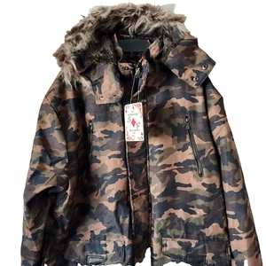 Ace of Diamond Parka Jacke USA Herren 2XL Oliv Camouflage Kapuze Fleece Gefüttert Neu - Bild 1 von 21