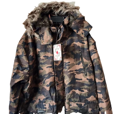 Chaqueta Parka Ace of Diamond EE. UU. Hombres 2XL Oliva Camuflaje Con Capucha Forrada de Vellón Nueva Foto 1 de 4