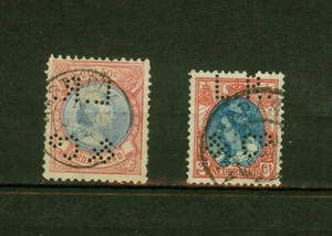 Wilhelmina, 2,5 Gulden, 1891-1896, Netherlands, perfin, royalty - Picture 1 of 2