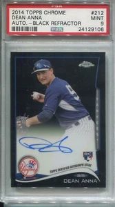 DEAN ANNA 2014 TOPPS CHROME BLACK REFRACTOR ON CARD AUTO RC #D /100 PSA MINT 9 - Picture 1 of 2
