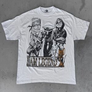Vintage Y2K I Am Legend Gangsta T-shirt XXL Koszulka rapowa Bart Spongebob Baggy Popeye