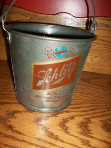 Schlitz Bier Erdnuss Eis Metall Eimer Eimer doppelseitig Globus Logo -- KOSTENLOSER Versand - Bild 1 von 2