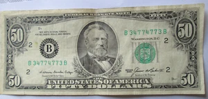 1985 $50 FRN NYNY B BLOCK B34774773B, CRISP CLEAN, XF CONDITION, CIRCULATED - Picture 1 of 3
