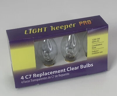 Light Keeper Pro Transparent Clear C7 Replacement Bulbs 120V 5W 60Hz AC  4-Count - Image 1 of 4