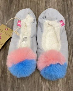 Joules Little Kids Girl's Cozy Velvet Ballet Pom Pom Slipper US 11-12 UK 10-11 - Picture 1 of 3