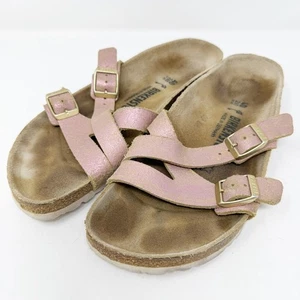 Birkenstock Yao Balance Pink Metallic Suede Sandals Size 40 EUR / 9 US Slides - Picture 1 of 7