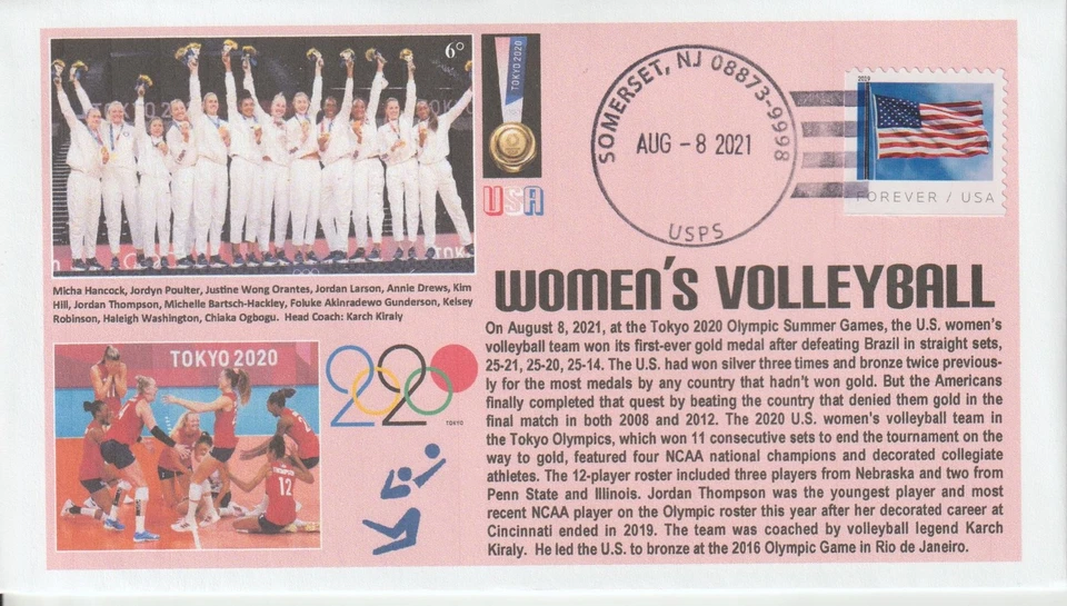 6° Cachets Tokyo 2020 Olympics Gold Medal team USA Women's Volleyball - Image 1 of 1
