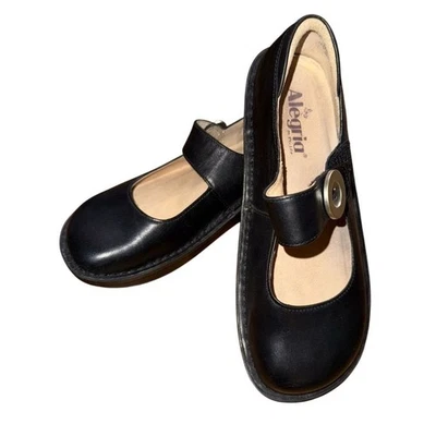 Alegria Paloma Women Black Leather Mary Jane Shoes Size 6.5-7 EU 37 cork pal-601 - Image 1 of 4