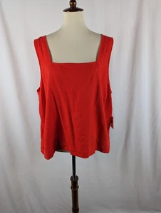 Débardeur LC Lauren Conrad col carré lin mélangé bouton dos rouge grande taille XXL - Photo 1/8