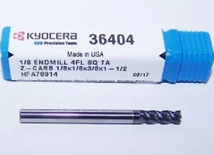 KYOCERA SGS 36404 1/8" 4 FLUTE Z-CARB ENDMILL FOR STEELS AND STAINLESS - Picture 1 of 1