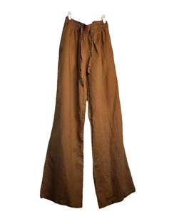 Jillian Boustred Australia Leinenhose weites Bein rostbraun Lagen Pull On Gr. S - Bild 1 von 12