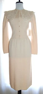 NWT Vtg Dana Robyn Hogan santana knit dress cream lace crochet romantic 4 - Picture 1 of 11