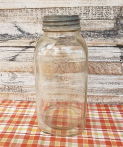 Vintage quadratisches Klarglas 1/2 Gallone Einmachglas mit Zinkdeckel & Milchglaseinsatz - Bild 1 von 17